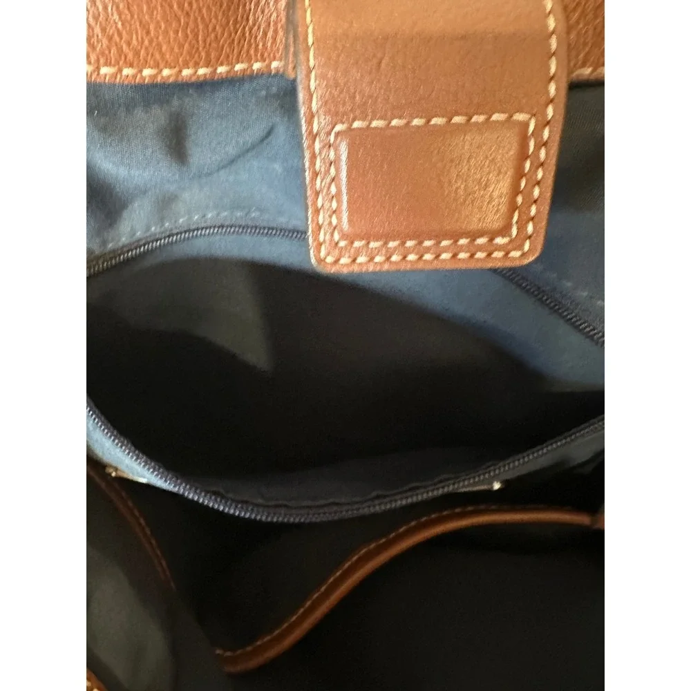 Cole Haan Brown Pebbled Leather Tote Shoulder Bag Tassel Drawstring Whipstitch